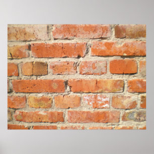 Poster Vieux mur en briques avec revêtement écaillé