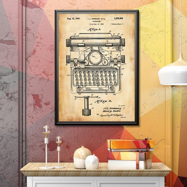 Poster Vieux papier | Brevet de machine à écrire (Créateur téléchargé)