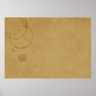 Poster Vieux papier vintage tache de café