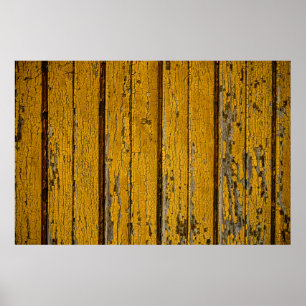 Poster Vieux portail ou clôture jaune avec peinture diffé