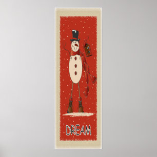 Poster Vieux rêve de mode Snowman   Noël