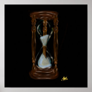 Poster Vieux sablier sur la toile noire