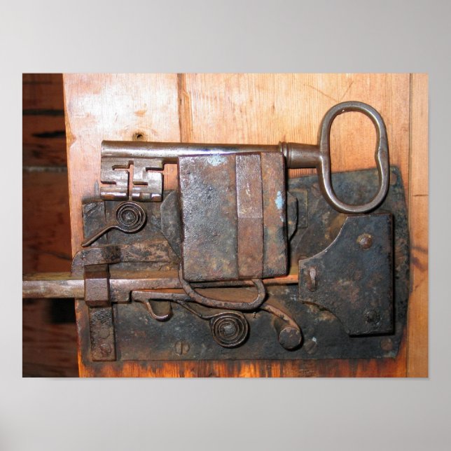 Poster Vieux serrure de porte en laiton (Devant)