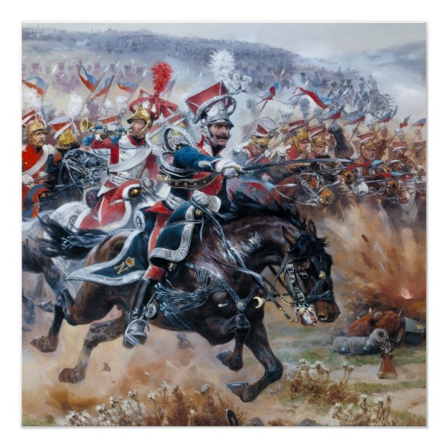 Poster Vieux tableau de bataille napoléonien Leipzig (Devant)