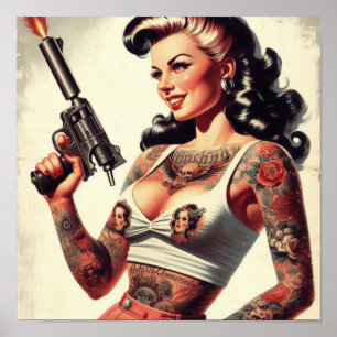 Poster Vieux Tattoo Hot Girl