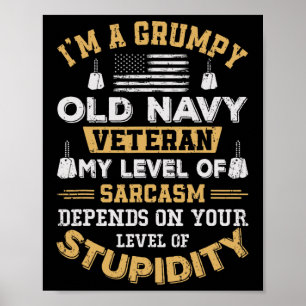 Poster Vieux Vétéran Grincheux Patriotique Drôle Vétéran