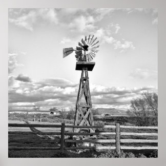Poster Vieux Windmill Farm Ranch Paysage Photographie