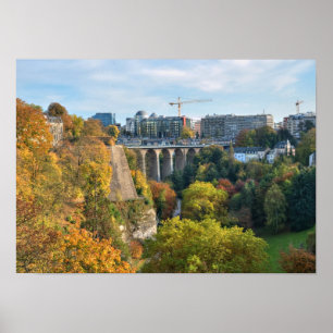 Poster View of Luxembourg city in a calm autumn evening