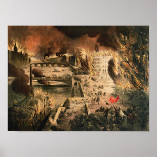 Poster View of the Fires in Paris during the Commune