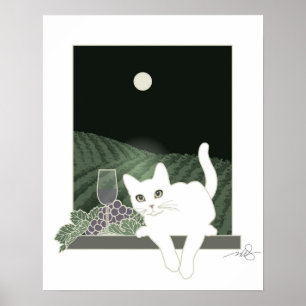 Poster Vigne, Clair de Lune et Conversation Blanc
