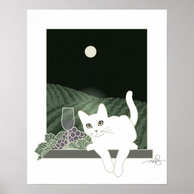 Poster Vigne, Clair de Lune et Conversation Blanc (Devant)