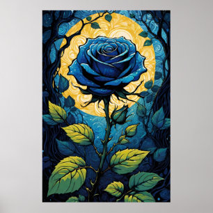Poster Vignes Roses bleues 3