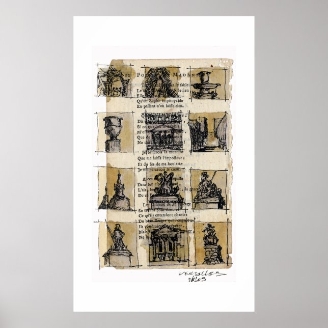 Poster Vignettes Dans Le Jardin De Versailles (Devant)