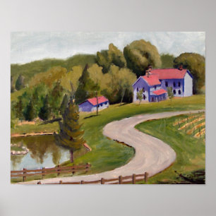 Poster Vignoble de Chandler Hill, peinture à l'huile pays