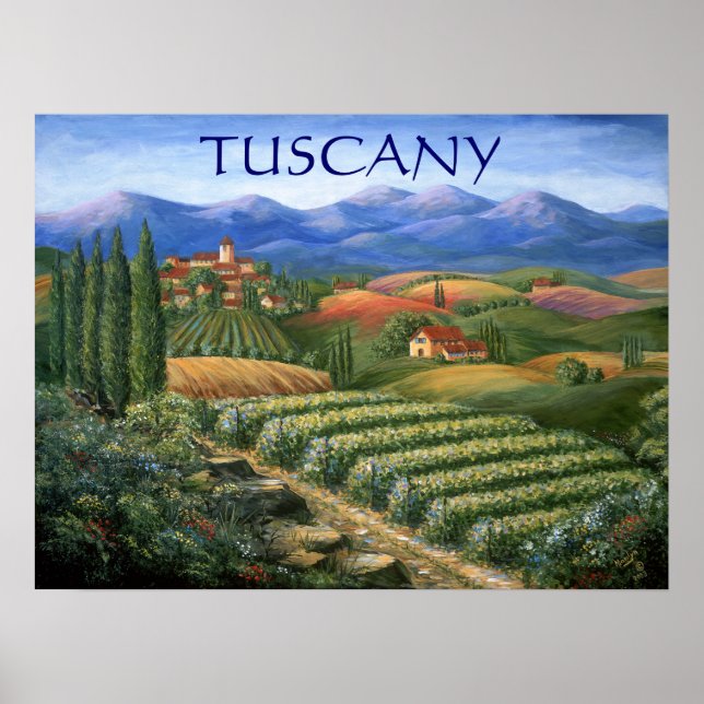 Poster Vignoble Et Village Toscane (Devant)