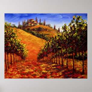 Poster Vignoble toscan sur la colline