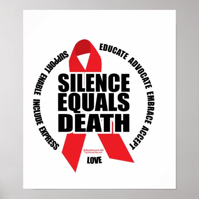 Poster VIH/SIDA : le silence équivaut à la mort (Devant)