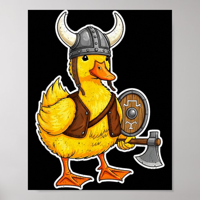 Poster Viking Duck Funny Warrior Design  (Devant)