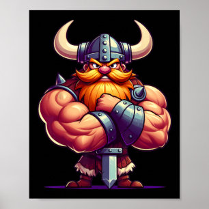 Poster Viking Flexing Muscles Van Lover Bodybuilding Gym