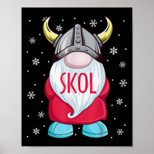 Poster Viking Gnome Skol Noël Norse Pajama Viking Me