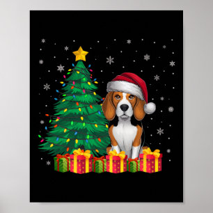 Poster Vilain Beagle Santa Hat Feux de Noël Amoureux des 