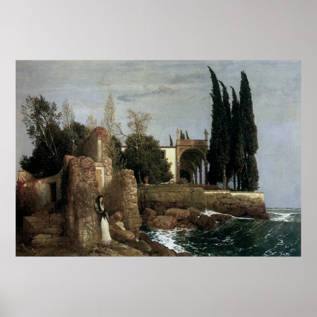 Poster Villa By the Sea par Arnold Bocklin, Symbolisme Ar (Devant)