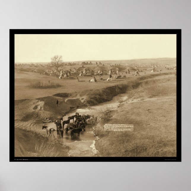 Poster Villa de Brule Indian Lakota Tipi Camp SD 1891 (Devant)