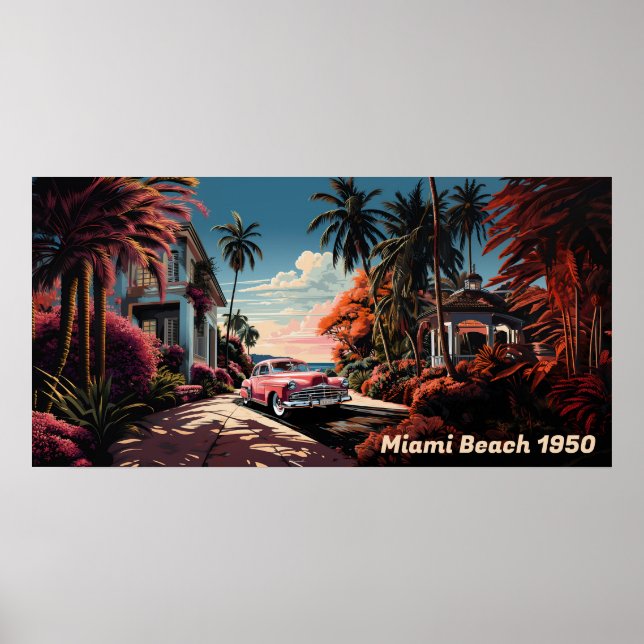 Poster Villa jardin Miami Beach années 1950 (Devant)