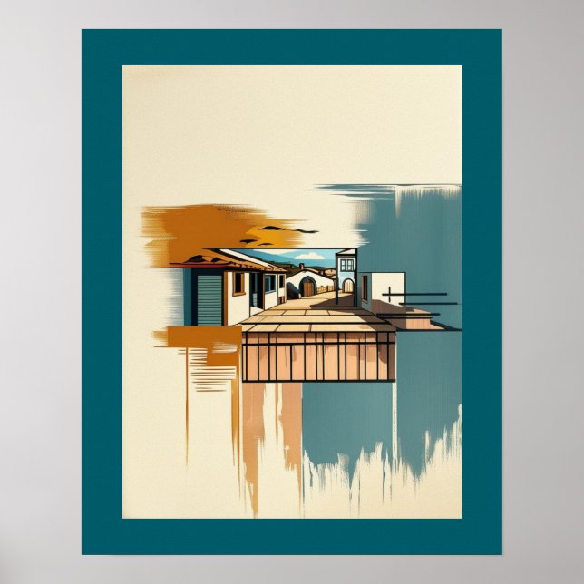 Poster Villa méditerranéenne Vintage (Devant)