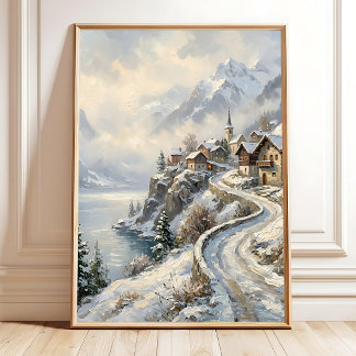 Poster Village de Campagne Tranquille Toile d'Art