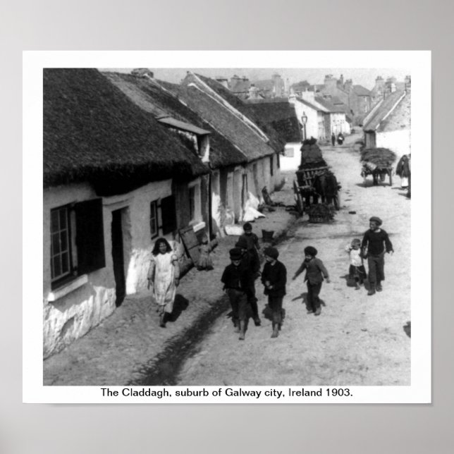 Poster Village de Claddagh - Galway Irlande 1903 (Devant)