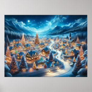 Poster Village de Noël Enchanteur la Nuit