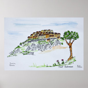 Poster Village de Sant'Antonino Corse, France