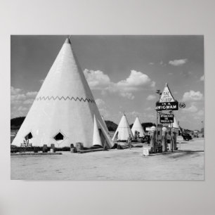 Poster Village de Wigwam, Cave City, Kentucky : 1940