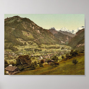 Poster Village de Wilderswil, Schynige Platte, avec le