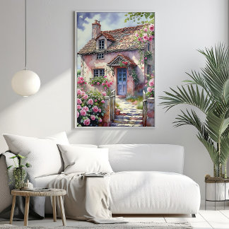 Poster Village d'été rêvé avec Roses