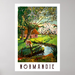 Poster Village en Normandie, France