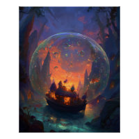Village Enchanté Resplendissant dans une Bulle de 