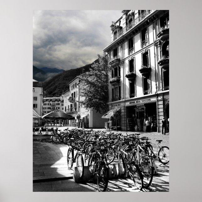 Poster Village européen noir et blanc (Devant)