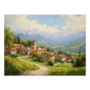 Poster Village européen pittoresque