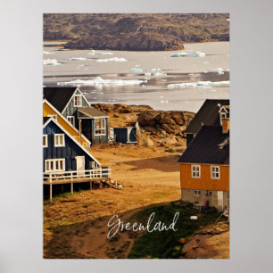 Poster Village in Greenland, scenic landscape photo