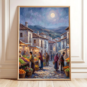 Poster Village Lumineux de Campagne