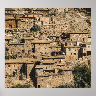 Poster Village marocain traditionnel, architecture archiv