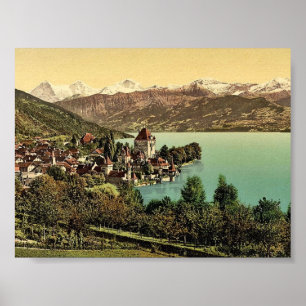 Poster Village Oberhofen, Oberland bernois, Suisse c