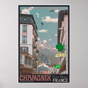 Poster Village of Chamonix (black)
