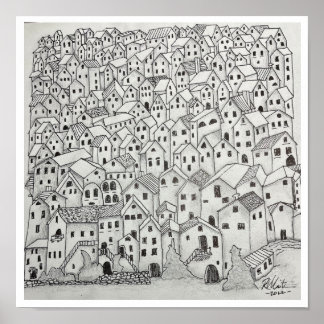 Poster Village toscan