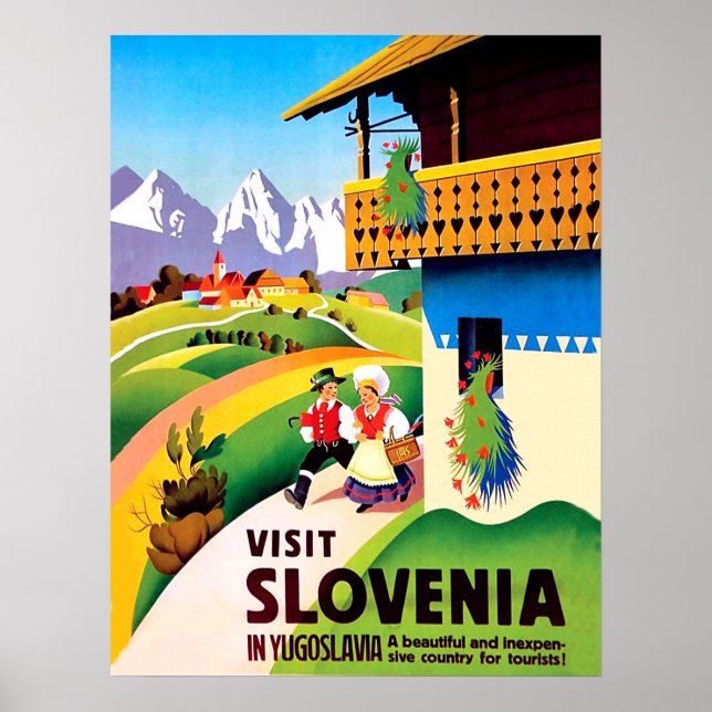 Poster Village traditionnel en Slovénie, Yougoslavie (Devant)