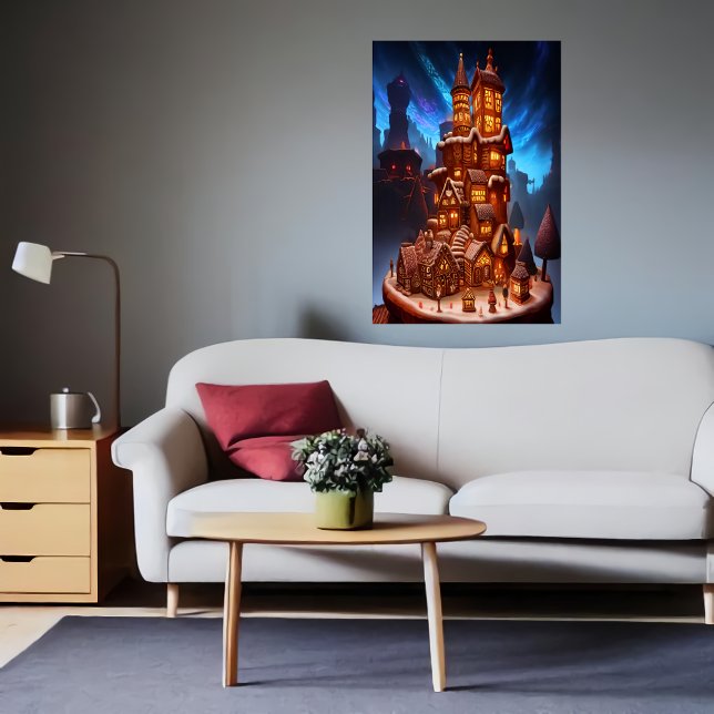 Poster Village unique cool de pain d'épices | Art AI (Créateur téléchargé)