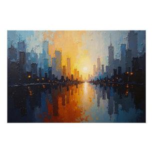 Poster Ville au coucher du soleil