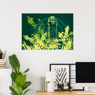 Poster Ville Cyberpunk Abstraite Grunge Urbaine Y2K